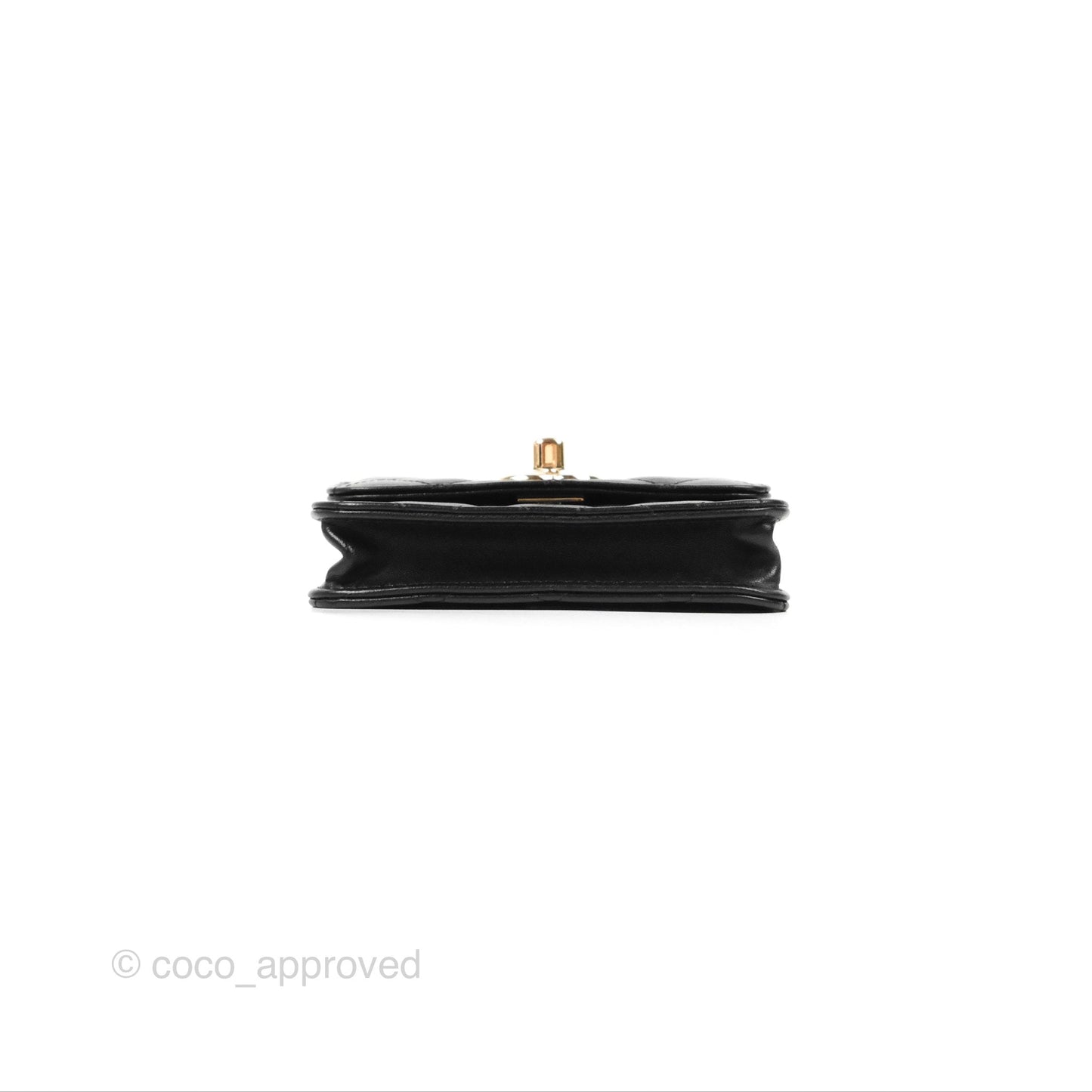 Chanel Mini Quilted Trendy CC Card Holder With Chain Black Lambskin Gold Hardware