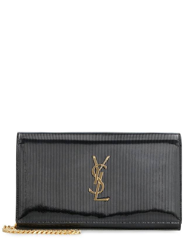 Luxury Saint Laurent Cassandre Chain Long Wallet Black