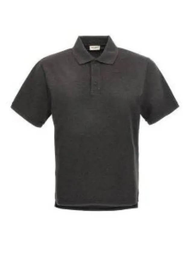 Luxury Saint Laurent Cassandre Cotton Polo Shirt Grey