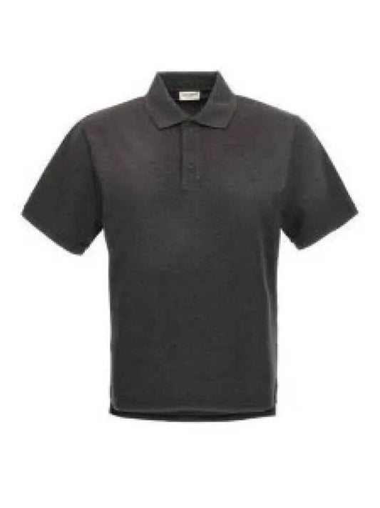 Luxury Saint Laurent Cassandre Cotton Polo Shirt Grey