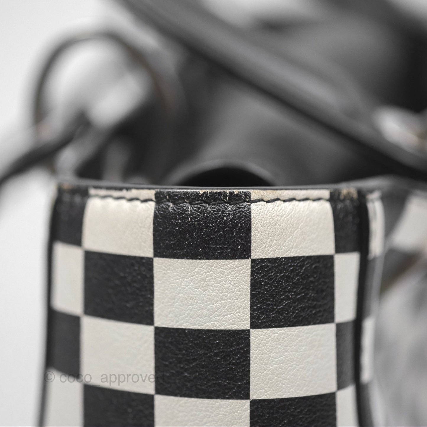 Christian Dior Medium Lady Dior Checkered Black/ White Calfskin