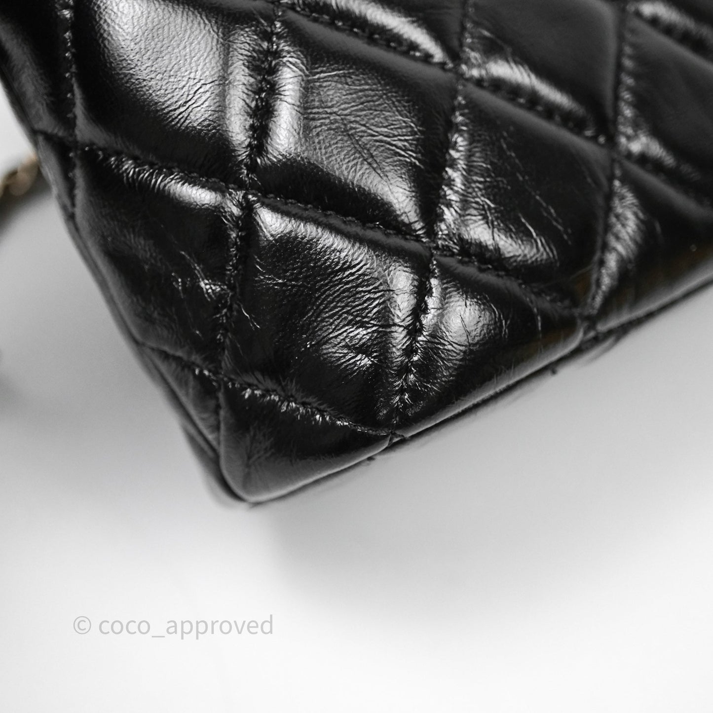 Chanel Handle Clutch with Chain Black Shiny Lambskin Gold Hardware
