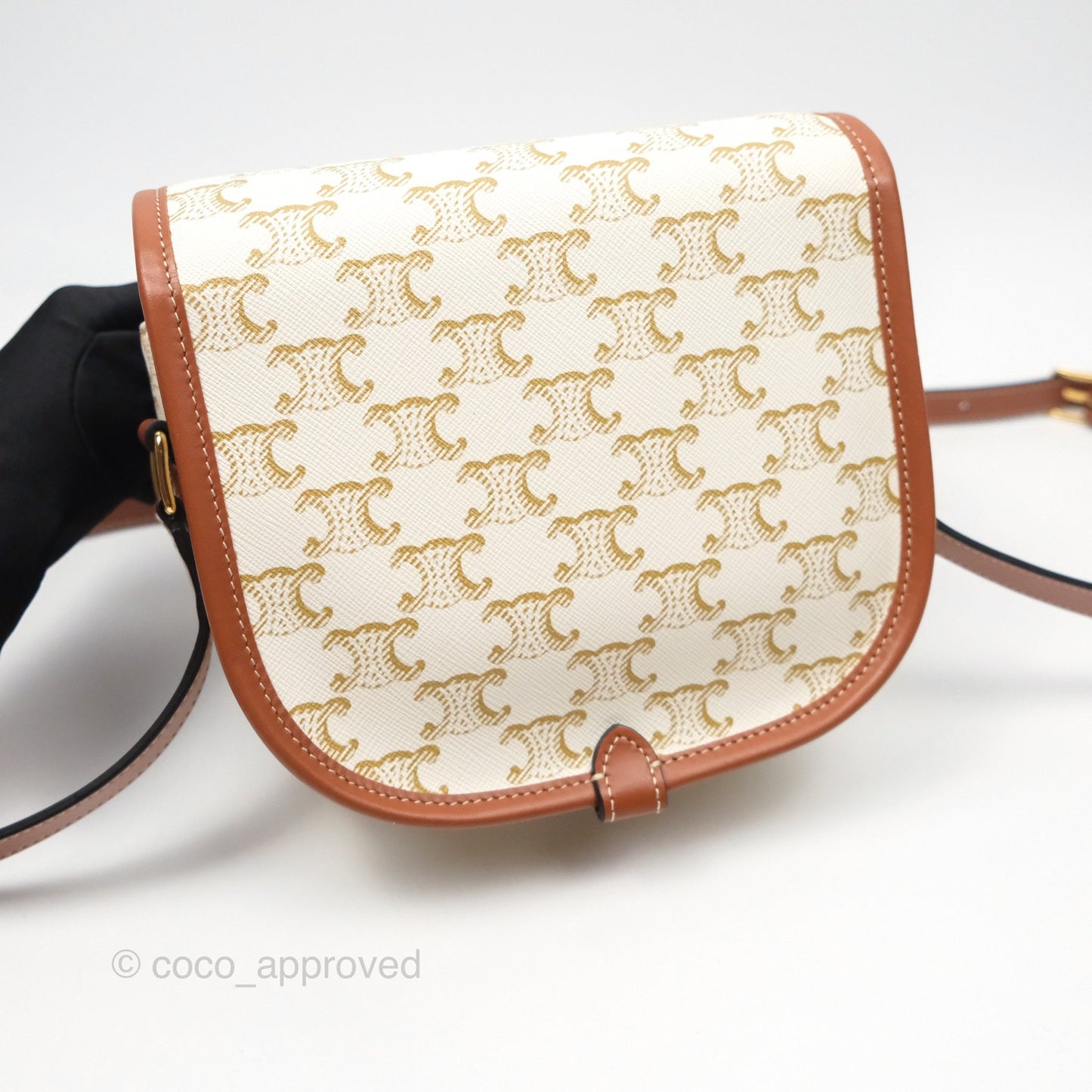 Celine Medium Folco Bag Triomphe Canvas White