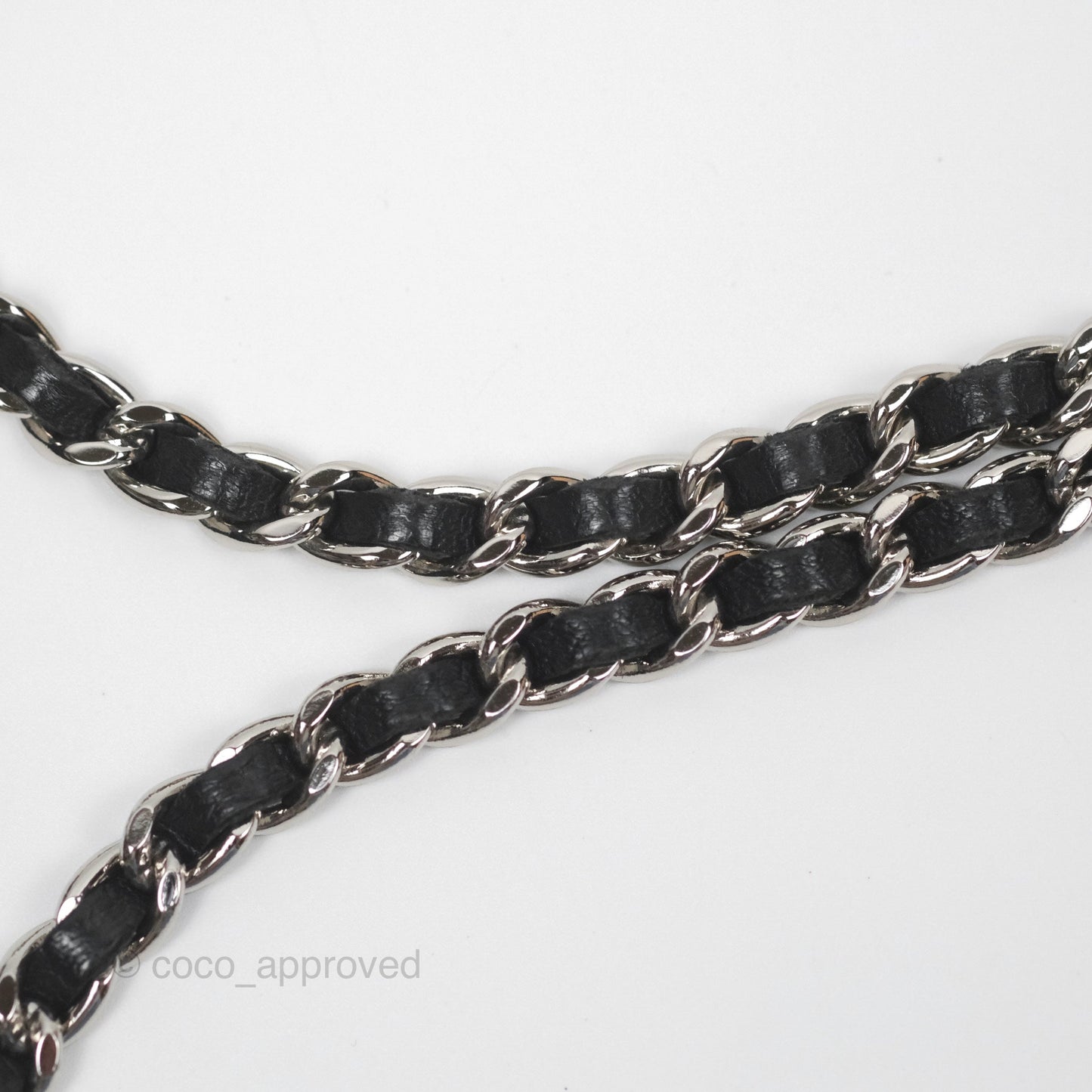 Chanel Camellia Embossed Wallet on Chain WOC Black Lambskin Silver Hardware