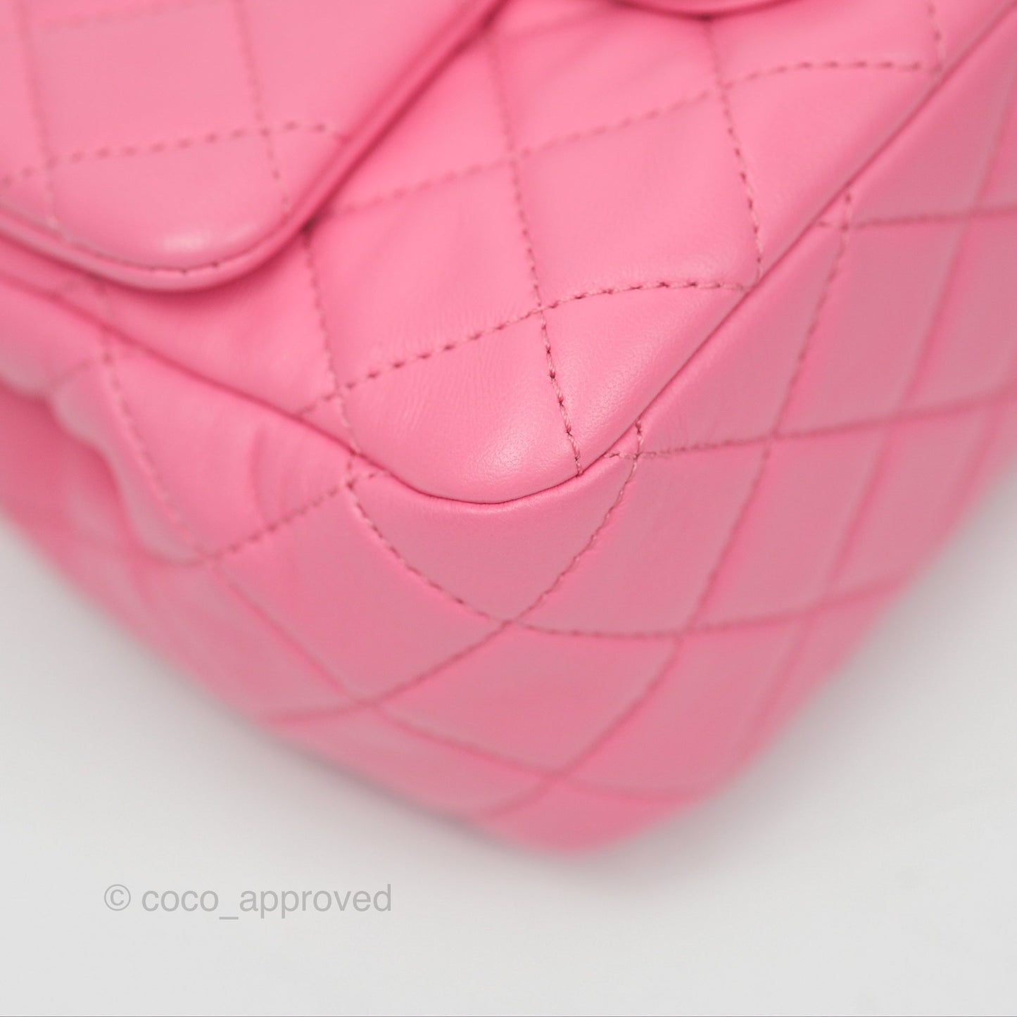 Chanel Mini Pearl Samba Square Flap Pink Lambskin Aged Gold Hardware 21P