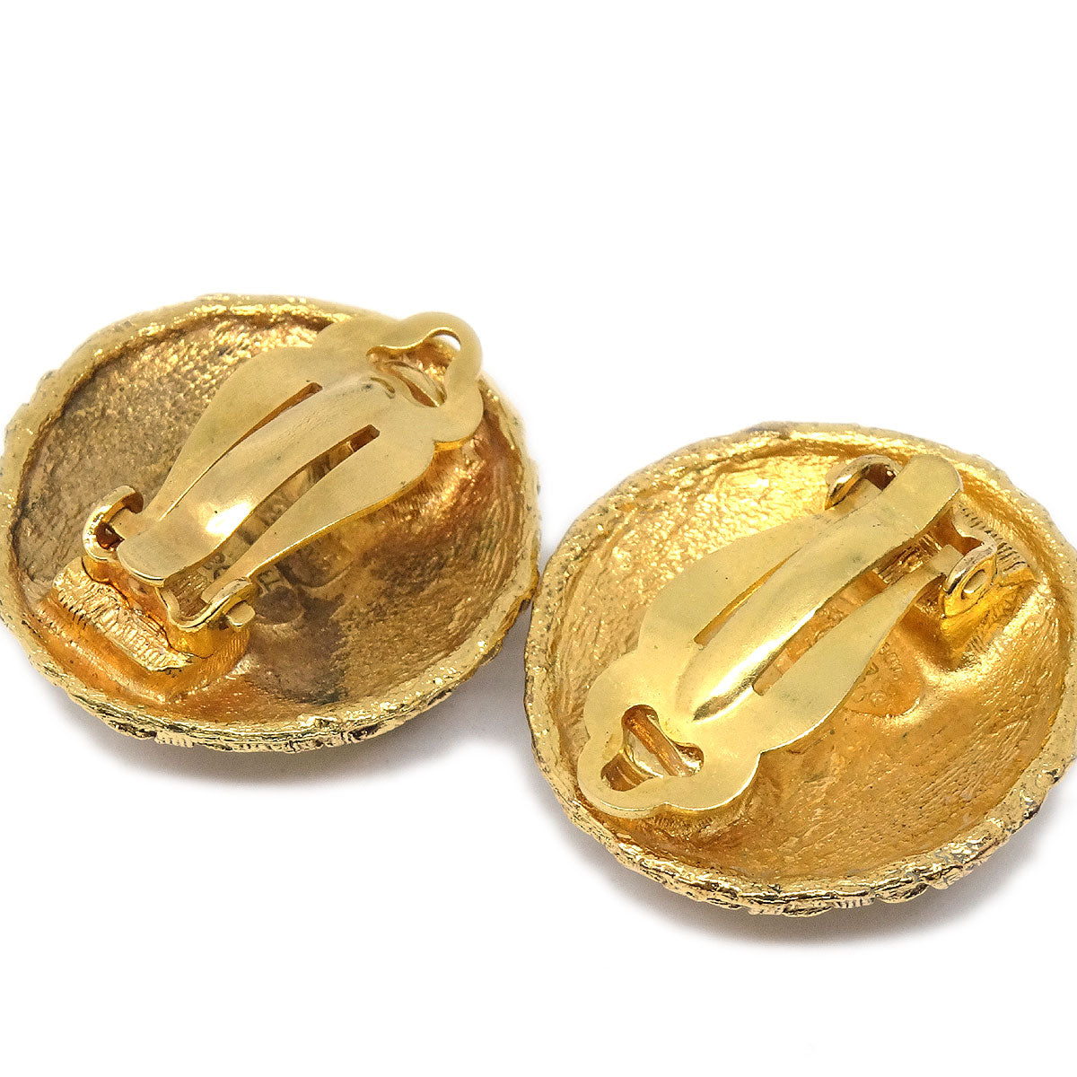 Luxury Chanel 1994 Woven CC Earrings Gold Clip-On 2855