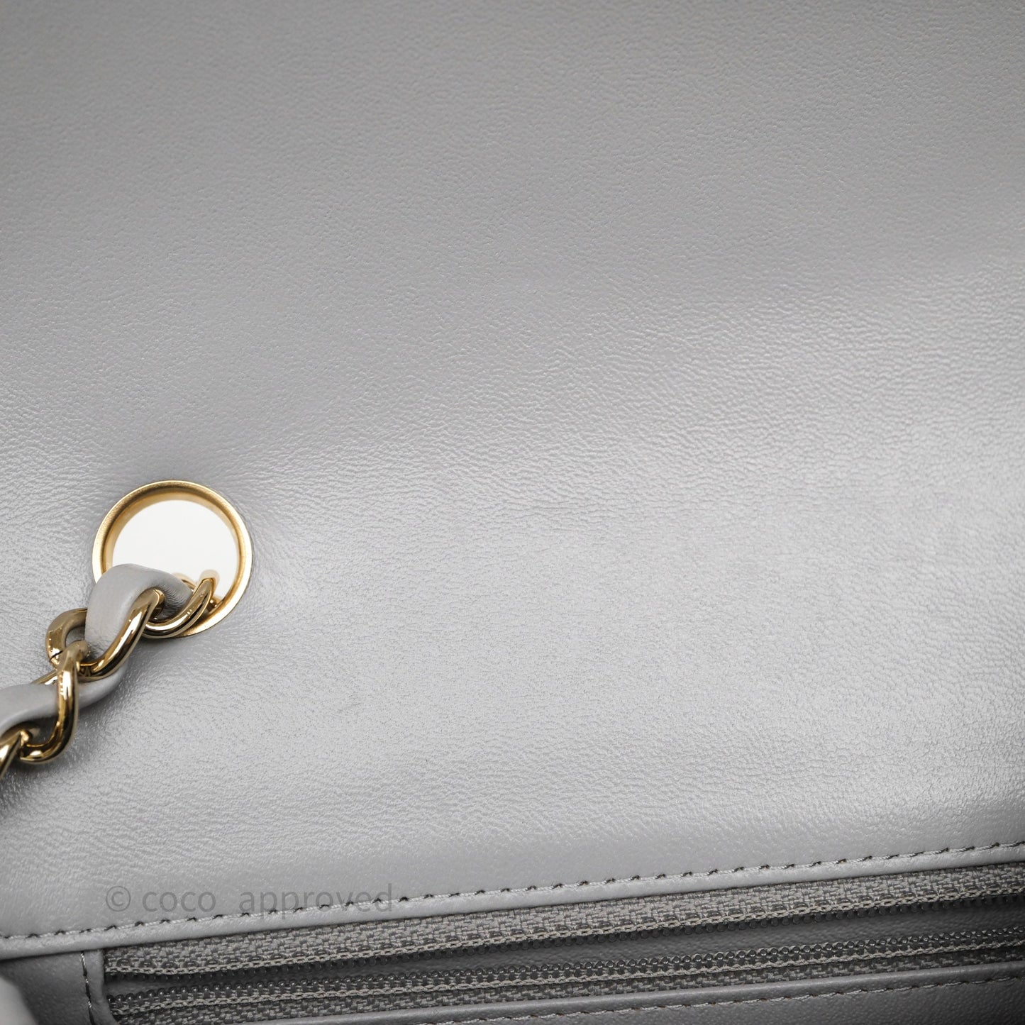 Chanel Mini Rectangular Chevron Grey Lambskin Light Gold Hardware