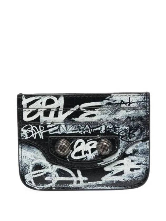 Luxury Balenciaga Le Cagole Graffiti Card Wallet Black