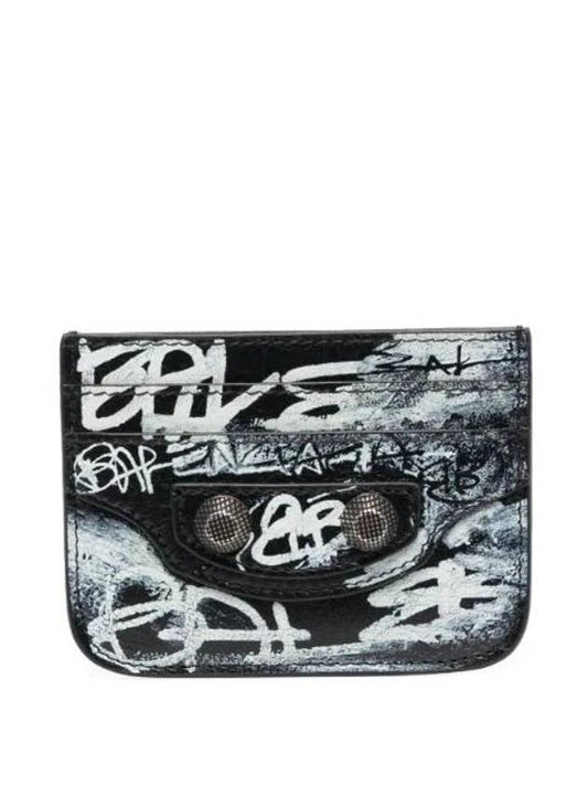 Luxury Balenciaga Le Cagole Graffiti Card Wallet Black