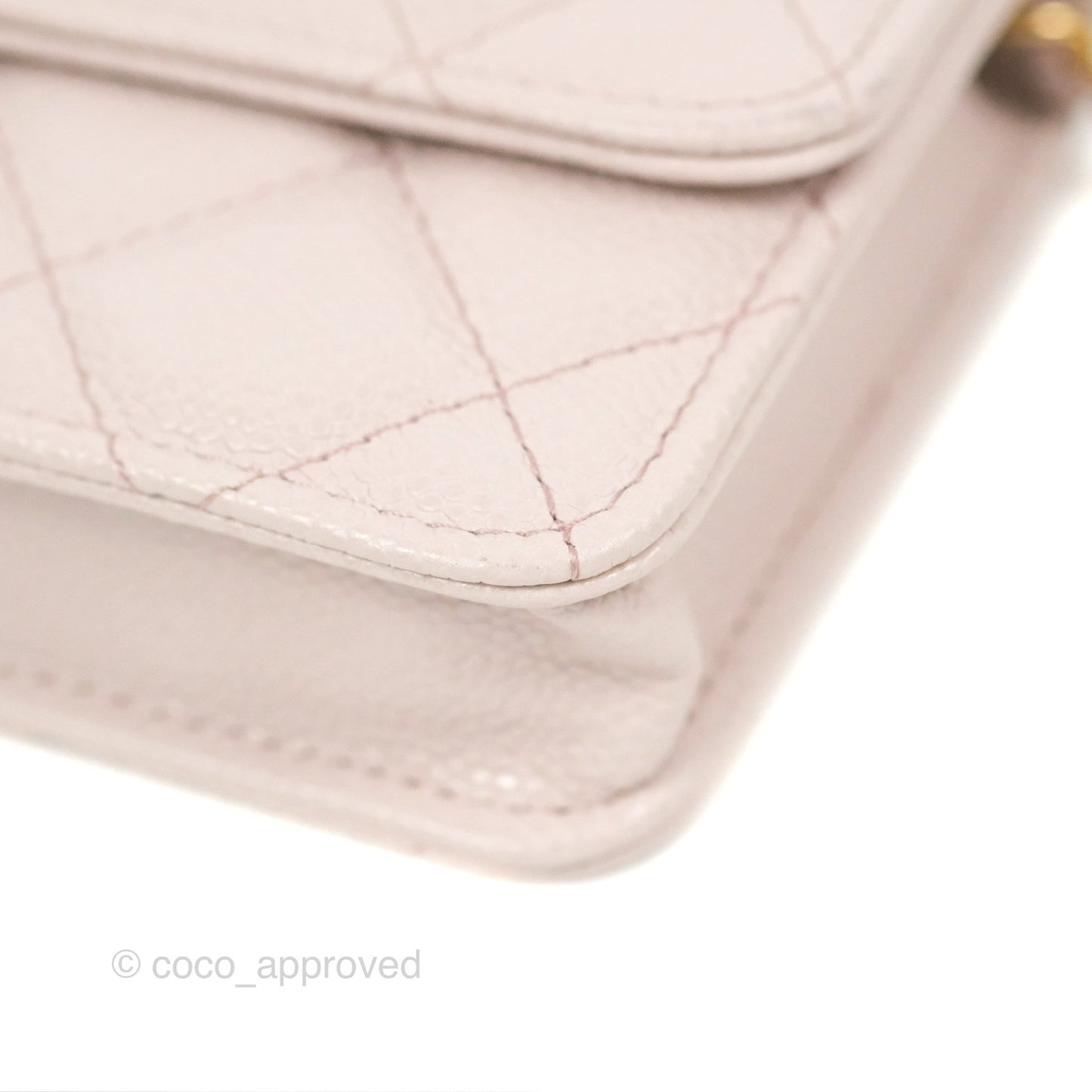 Chanel Miss Coco Clutch With Chain Quilted Lilac Pink Caviar Gold Hardware