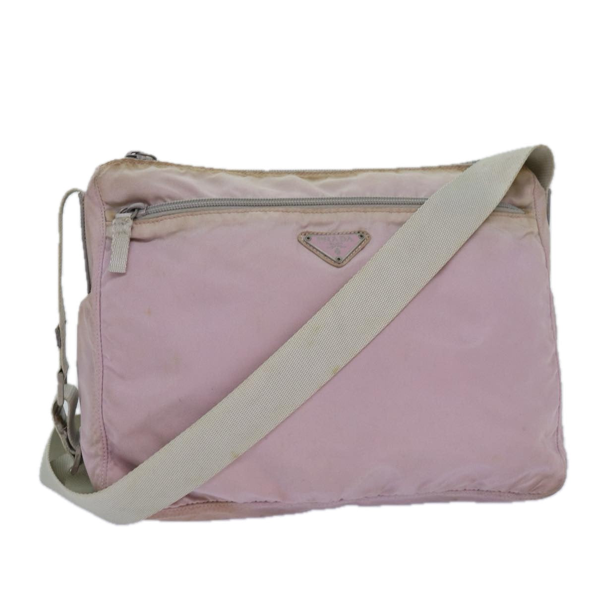 Luxury Prada Shoulder Bag Nylon Pink Silver  84543