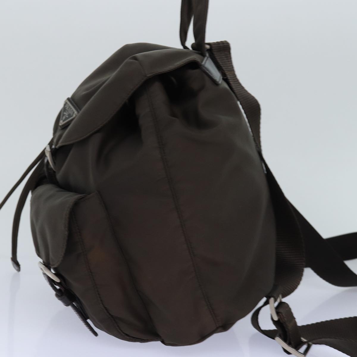Luxury Prada Backpack Nylon Brown Silver  84546