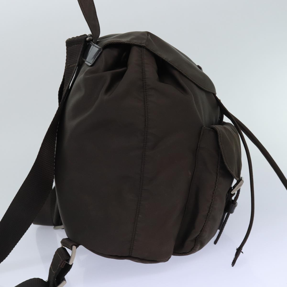 Luxury Prada Backpack Nylon Brown Silver  84546