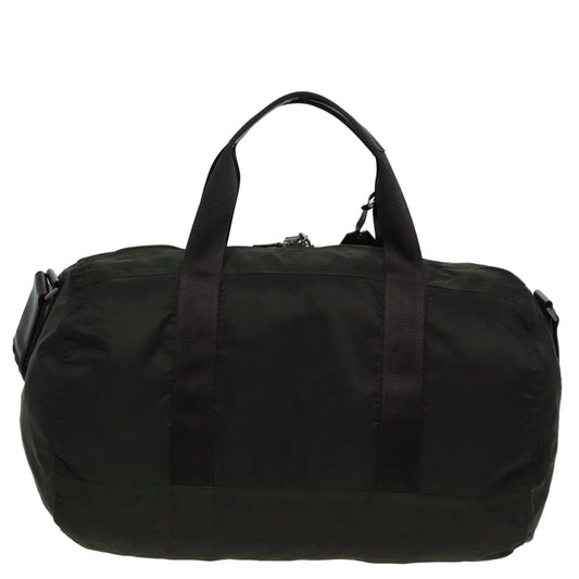 Luxury Prada Boston Bag Nylon 2way Khaki Silver  84548