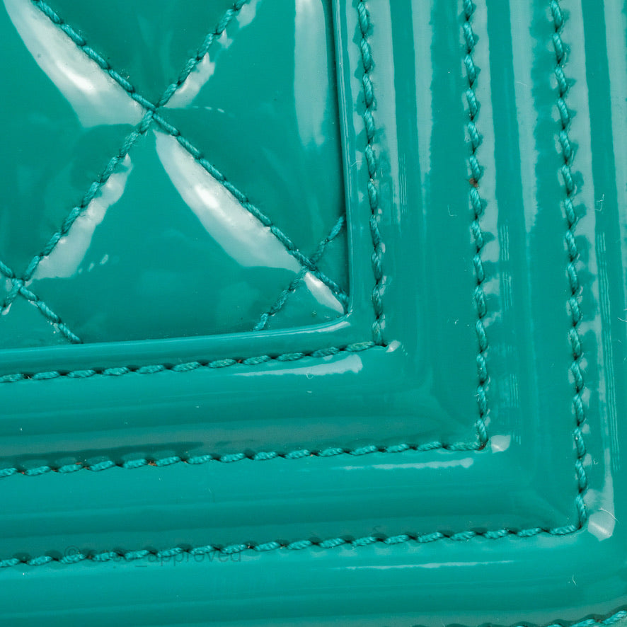 Chanel Quilted New Medium Boy Turquoise Patent Silver Hardware