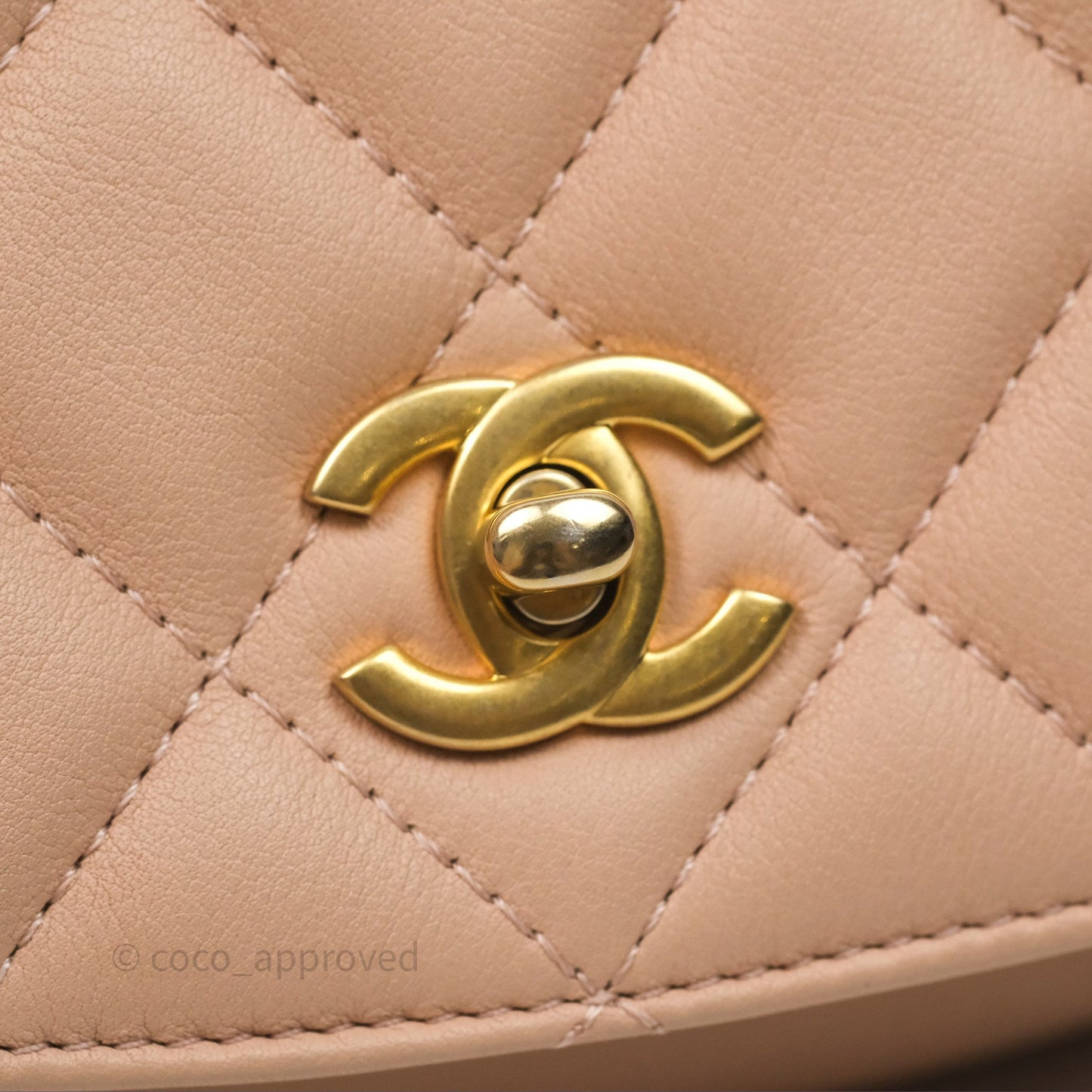 Chanel Messenger Bag Beige Pink Calfskin Aged Gold Hardware