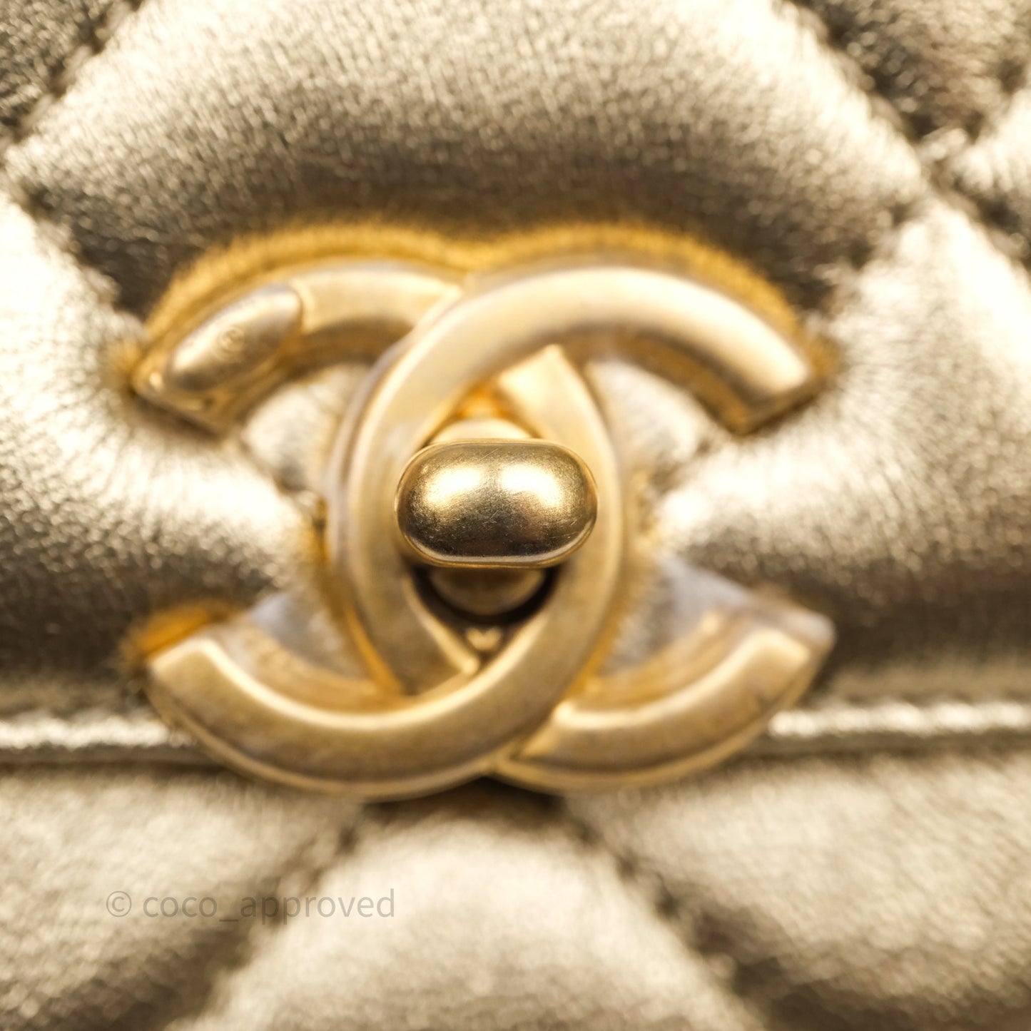 Chanel Mini Crystal Logo Handle Flap Bag Metallic Gold Lambskin 22S