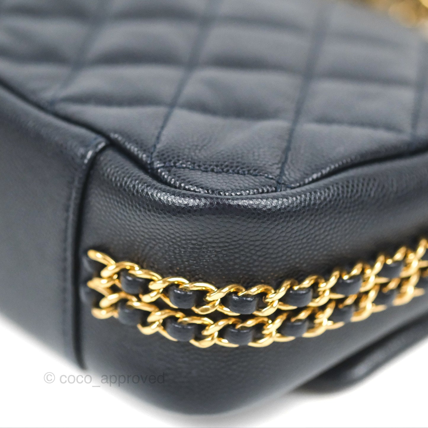 Chanel Quilted CC You Flap Navy Blue Caviar Gold Hardware 23C