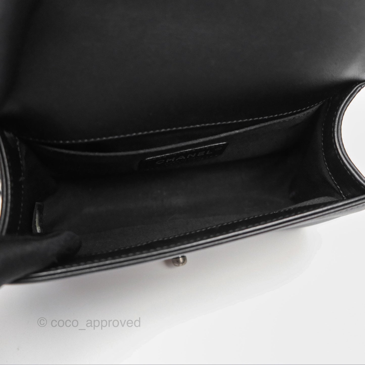 Chanel Small Boy Black Calfskin Ruthenium Hardware