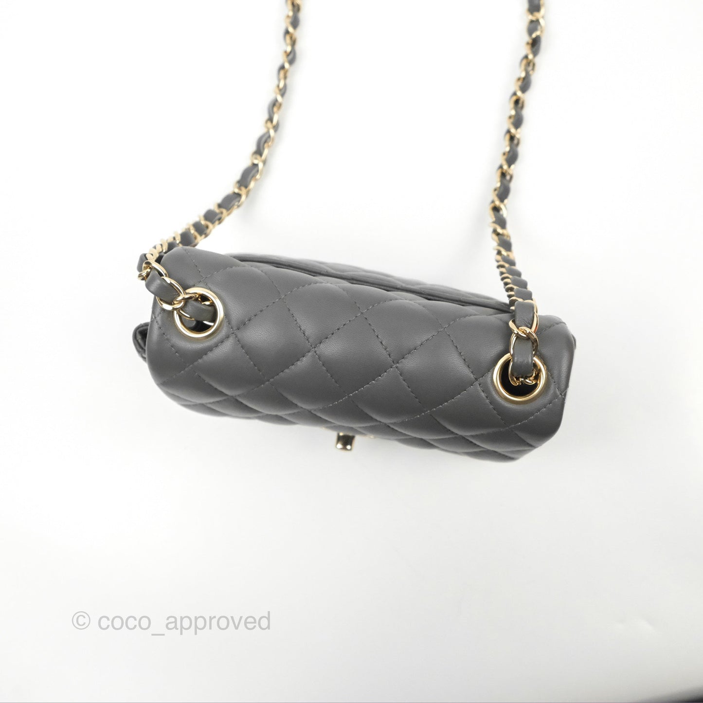 Chanel Quilted Mini Square Flap Grey Lambskin Gold Hardware