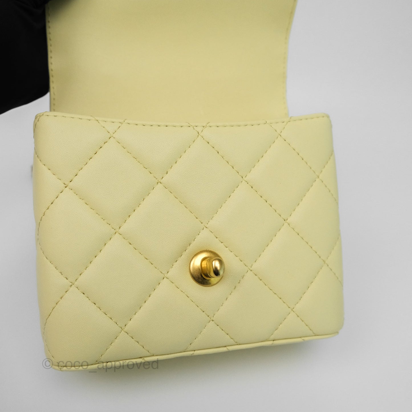Chanel Crush Top Handle Flap Bag Yellow Lambskin Aged Gold Hardware