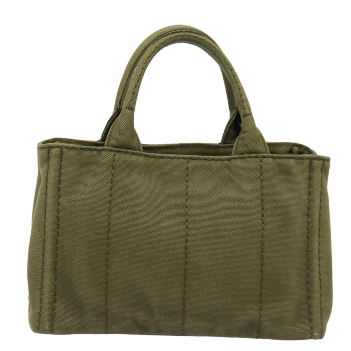 Luxury Prada Canapa PM Hand Bag Canvas 2way Khaki Gold  84641