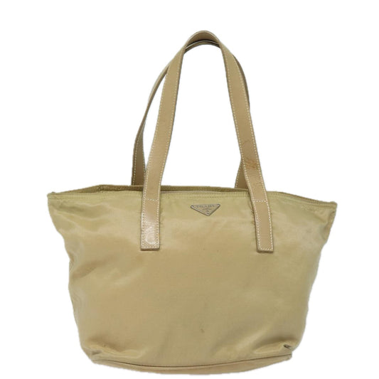 Luxury Prada Hand Bag Nylon Silver Beige  84643