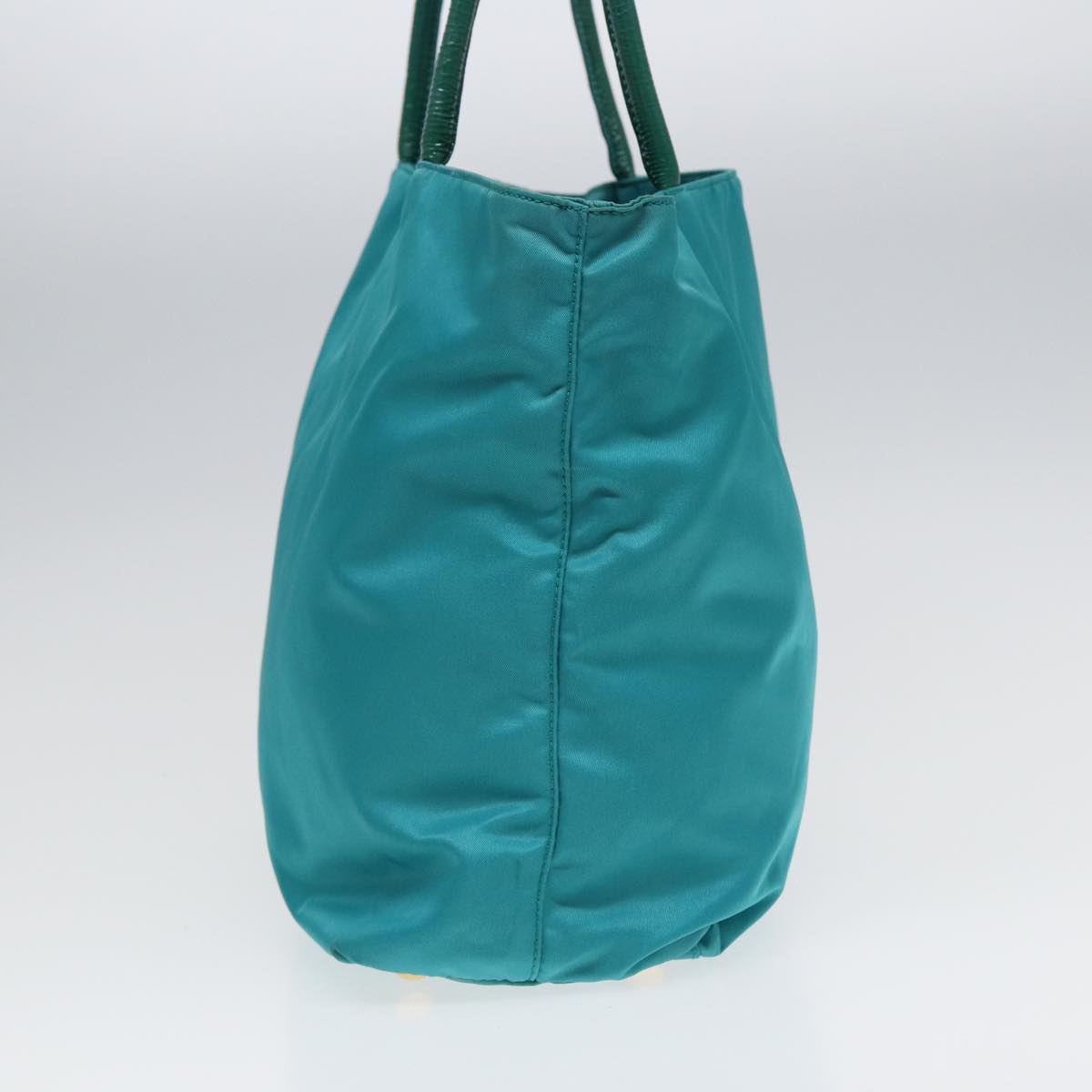 Luxury Prada Tote Bag Nylon Turquoise Blue Gold  84647