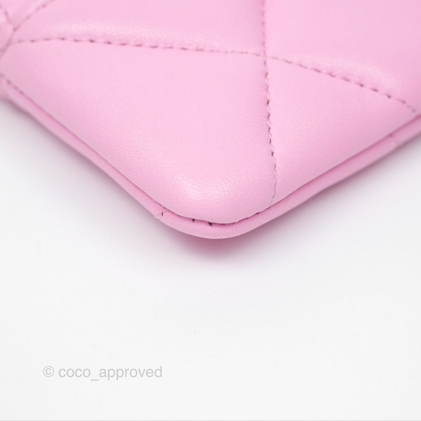 Chanel Quilted 19 Zip Card Holder Wallet Pink Lambskin
