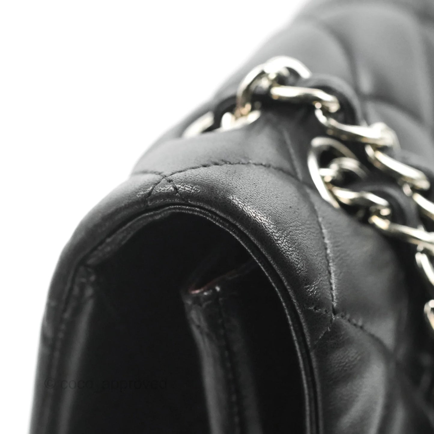 Chanel Single Flap Maxi Lambskin Black Silver Hardware