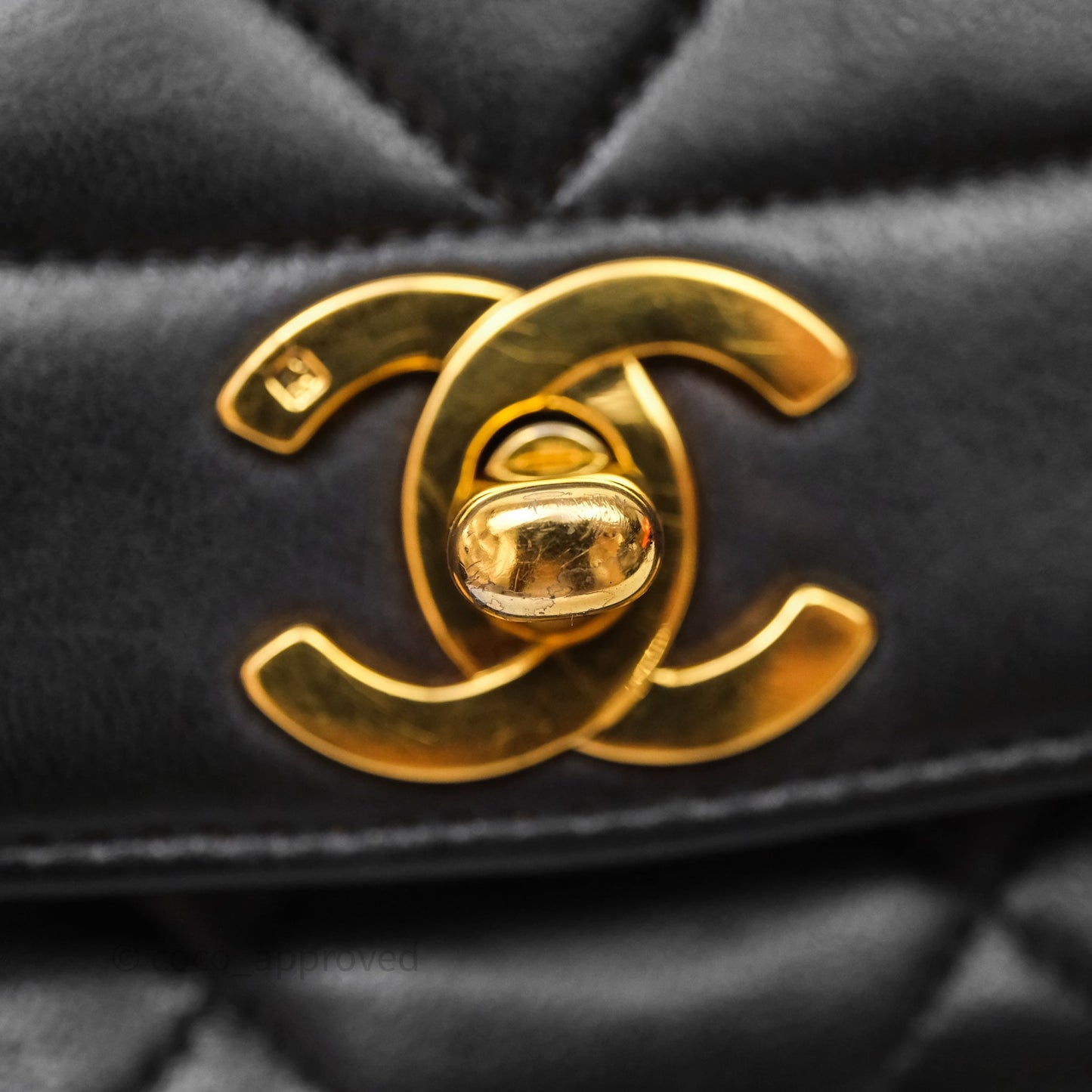 Chanel Vintage Medium Classic Diana Flap Bag Black Lambskin 24K Gold Hardware