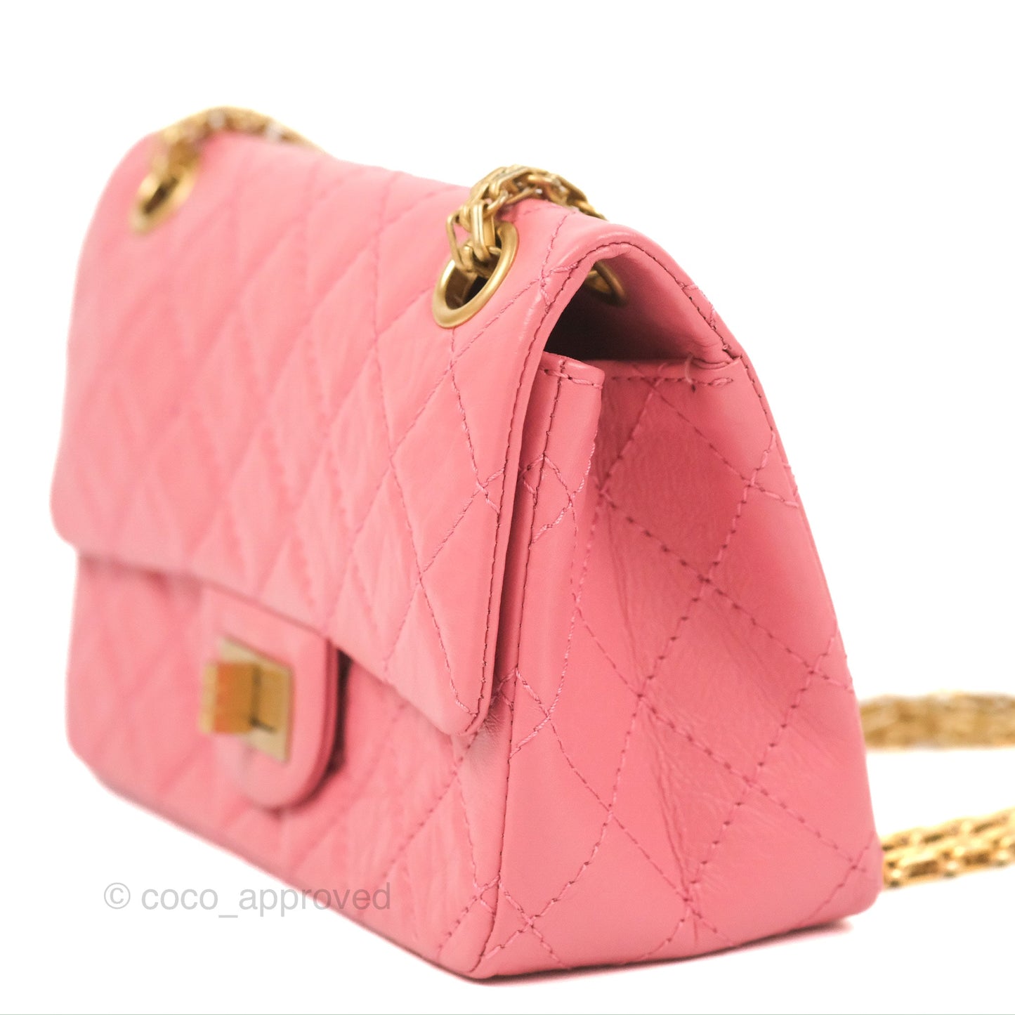 Chanel Mini Reissue 224 Pink Aged Calfskin Aged Gold Hardware