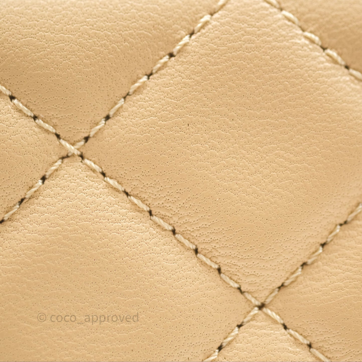 Chanel Pearl Crush Mini Square Quilted Beige Lambskin Aged Gold Hardware