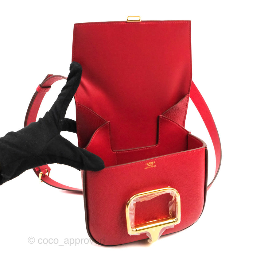 Hermès Della Cavalleria Mini Bag Rouge Piment Epsom Gold Hardware
