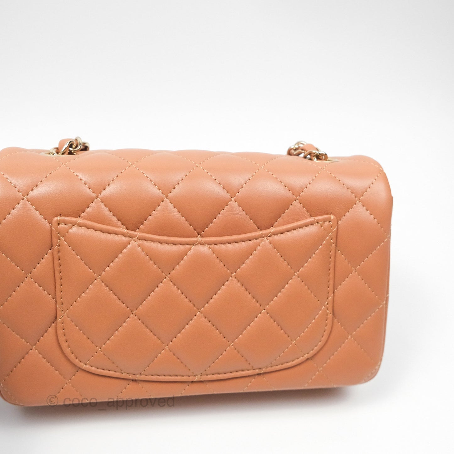 Chanel Quilted Mini Rectangular Flap Caramel Lambskin Gold Hardware