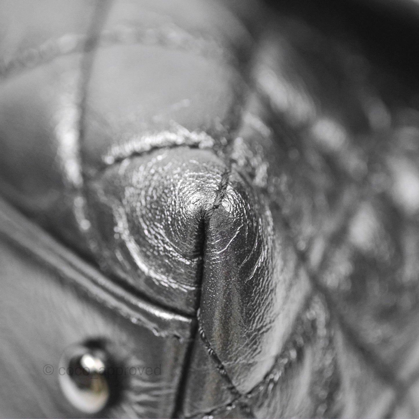 Chanel Medium Coco Handle Quilted Aged Calfskin Iridescent Dark Grey So Black Hardware