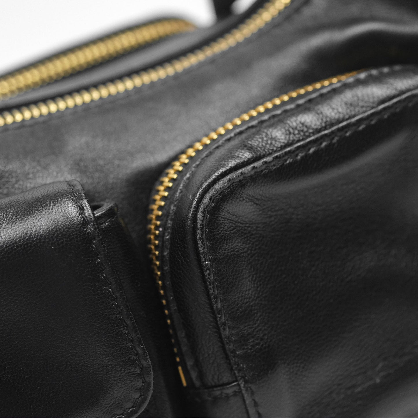 Miu Miu Nappa Leather Pocket Bag Black Lambskin Gold Hardware