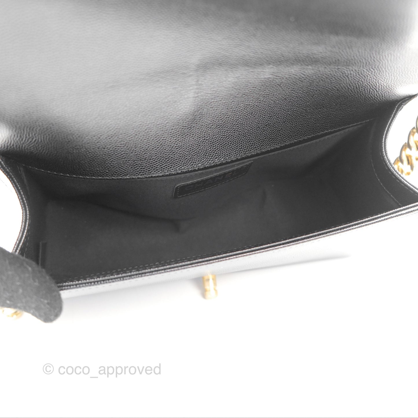 Chanel Quilted Medium Boy Black Caviar Aged Gold Hardware