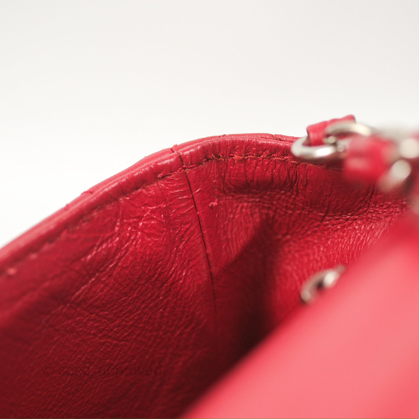 Chanel Quilted Mini Rectangular Flap Red Lambskin Silver Hardware