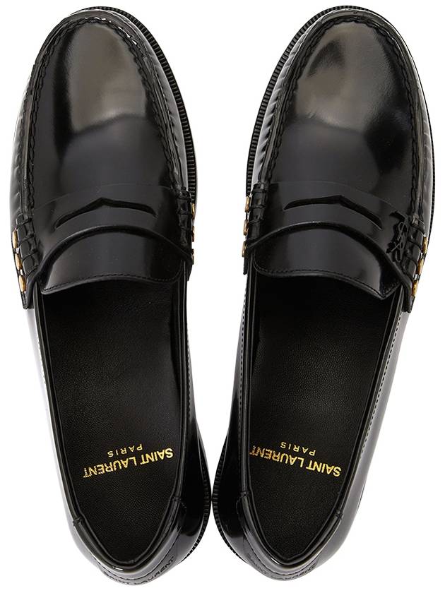 Luxury Saint Laurent Monogram Penny Leather Loafer Black