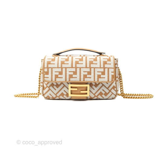 Fendi Baguette Chain Midi Bag Raffia