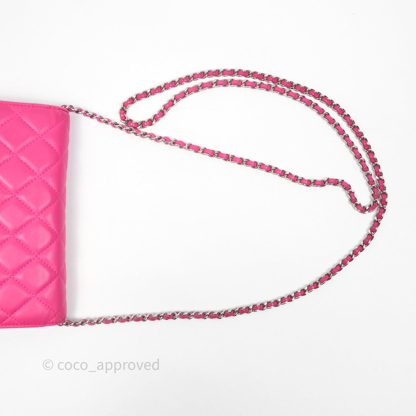 Chanel Quilted Wallet on Chain WOC Pink Lambskin Silver Hardware
