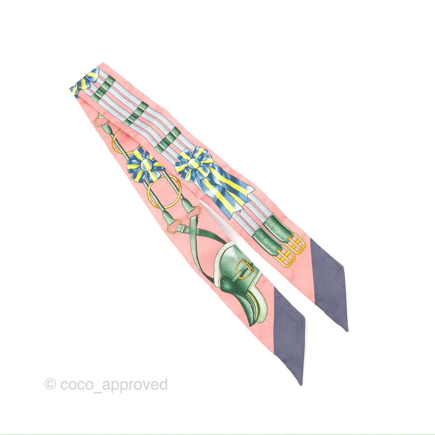 Hermes Jumping Twilly Scarf in Pink and Green Silk