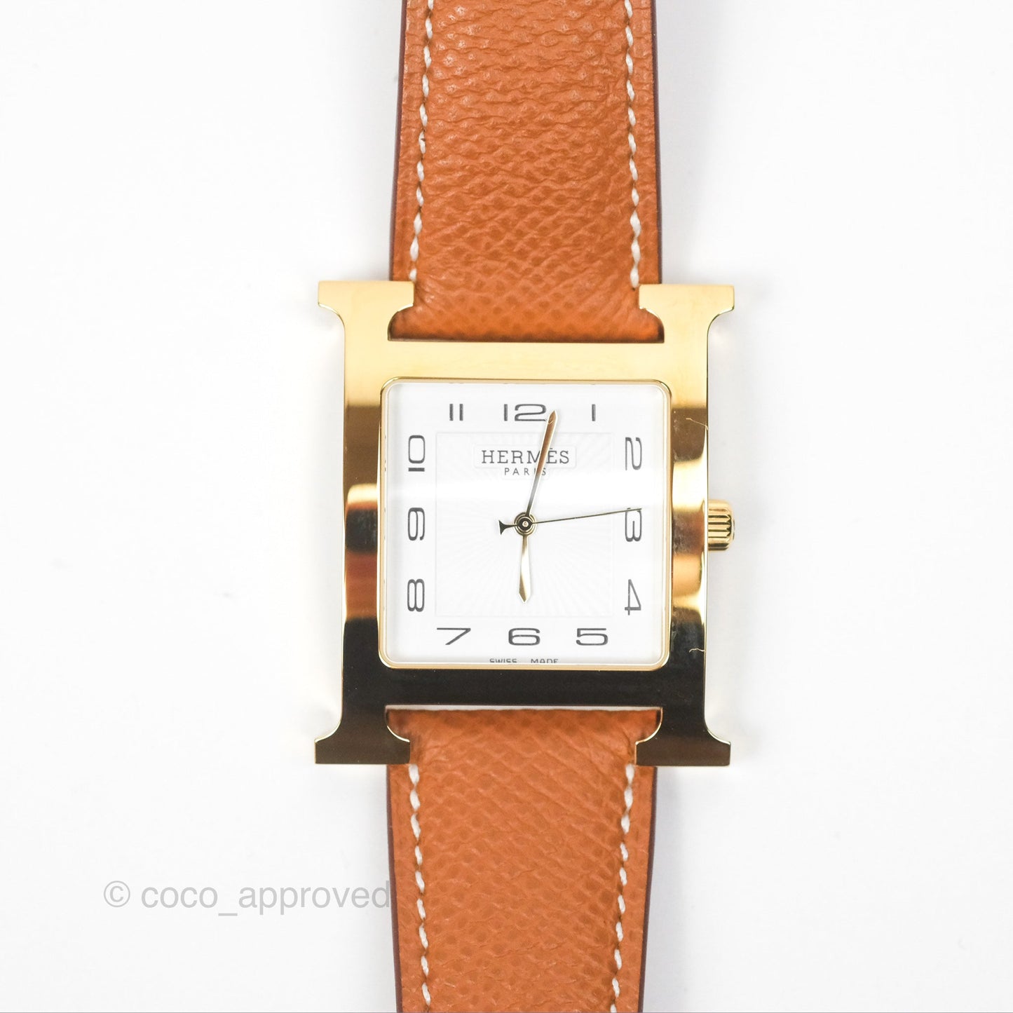 Hermès Heure H TGM 34mm Watch Gold Epsom Gold Hardware