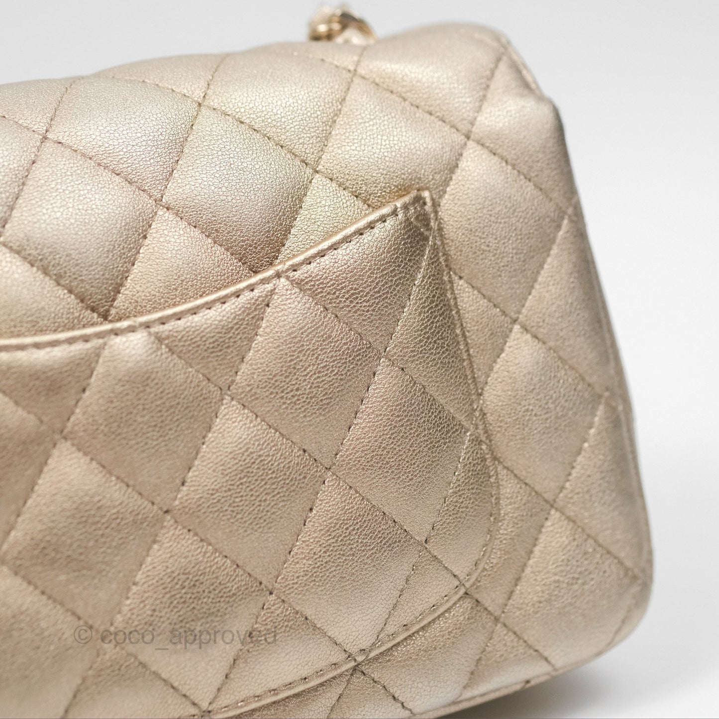 Chanel Quilted Mini Rectangular Iridescent Gold Lambskin Gold Hardware