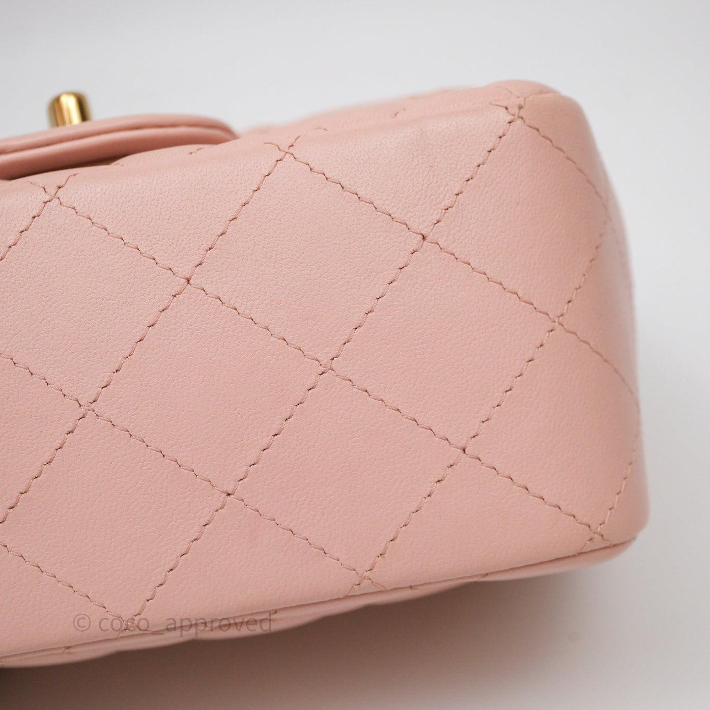 Chanel Mini Square Flap Quilted Pink Lambskin Gold Hardware