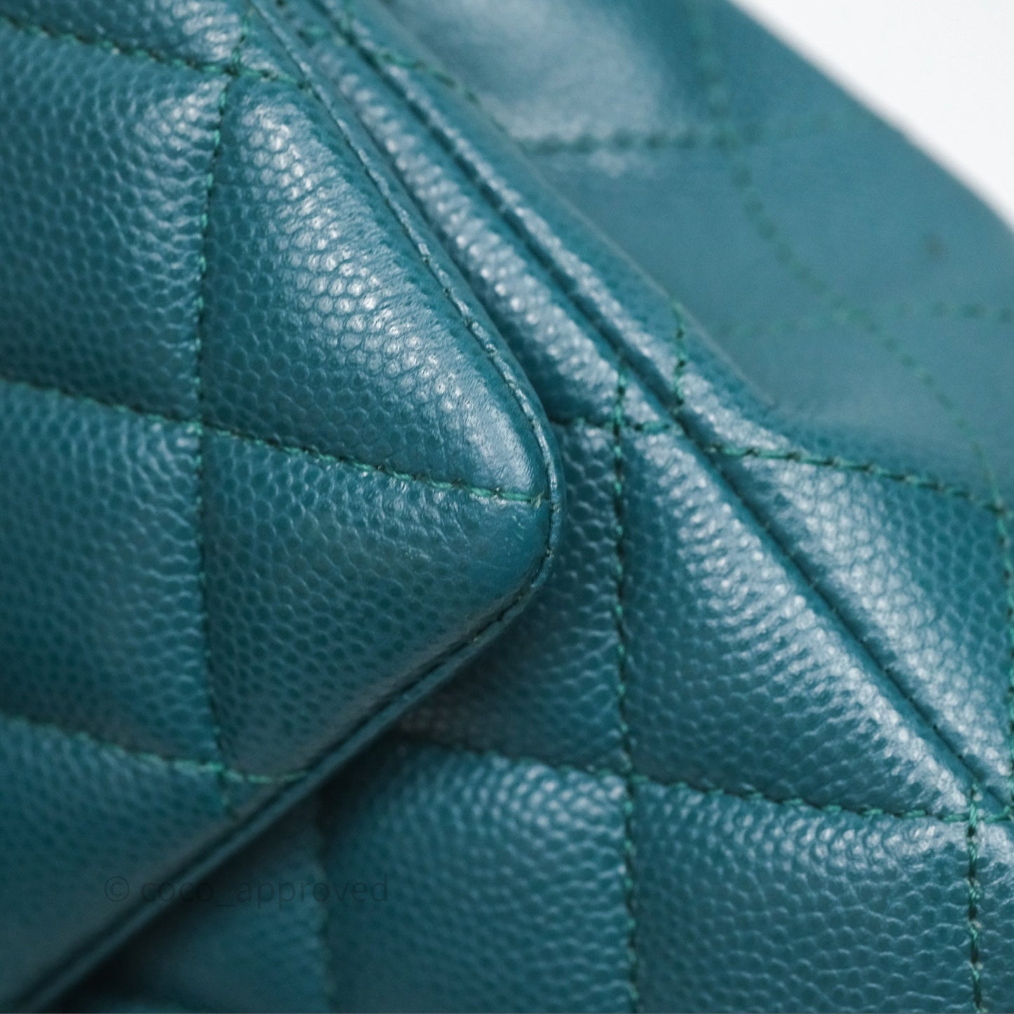 Chanel Quilted Mini Rectangular Green Caviar Silver Hardware