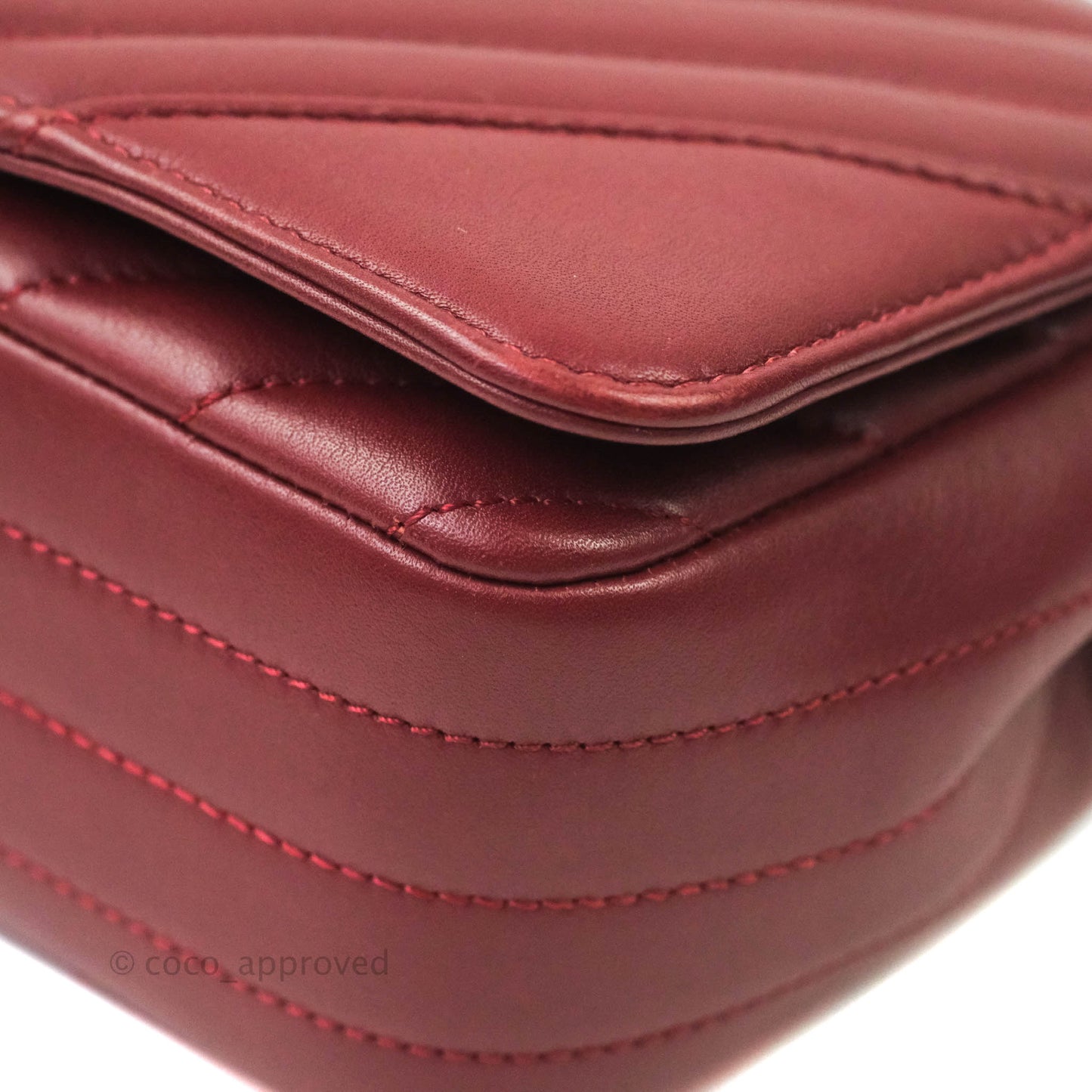 Chanel Small Statement Chevron Flap Bag Burgundy Lambskin Gold Hardware