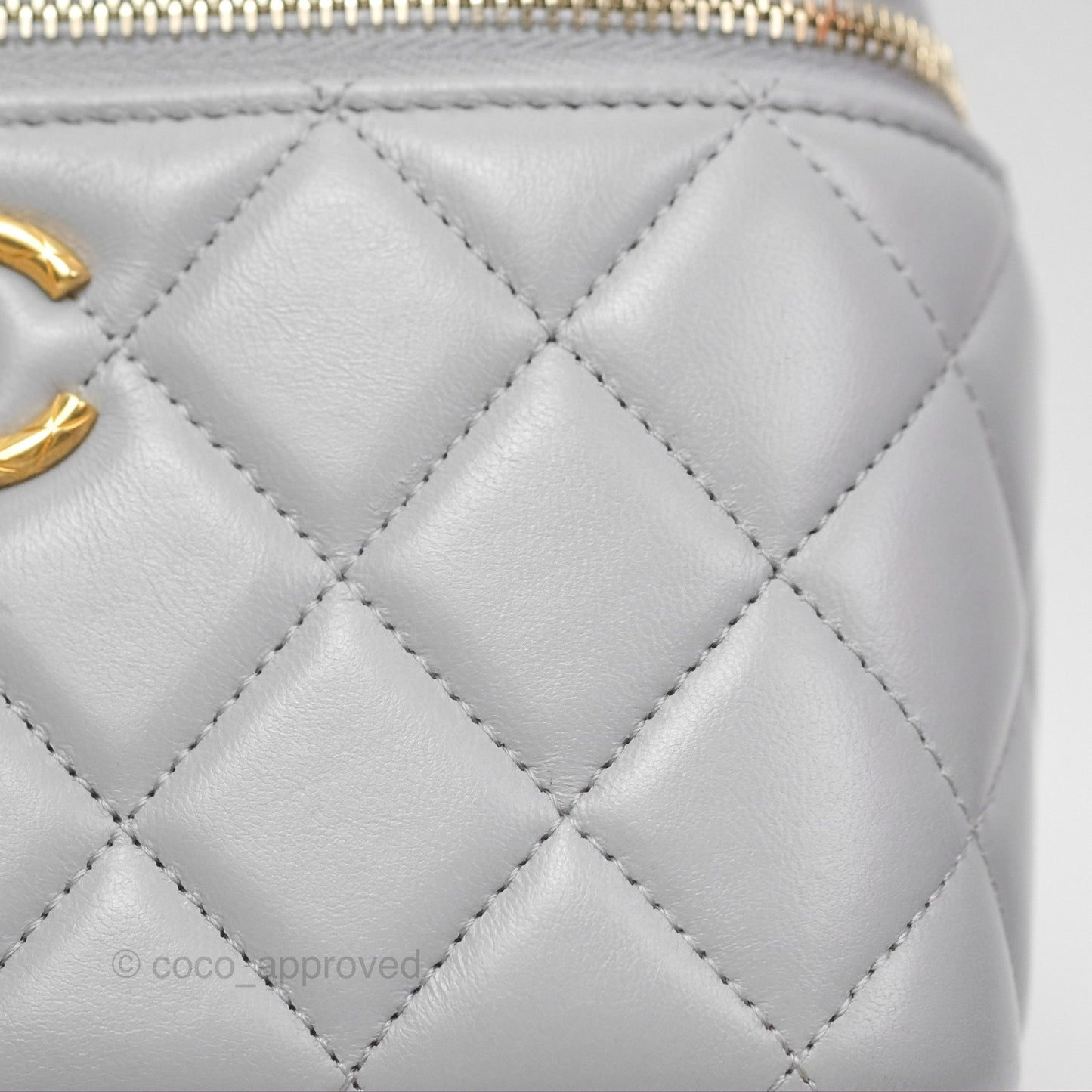 Chanel All Slide Vanity with Adjustable Chain Grey Lambskin Aged Gold Hardware