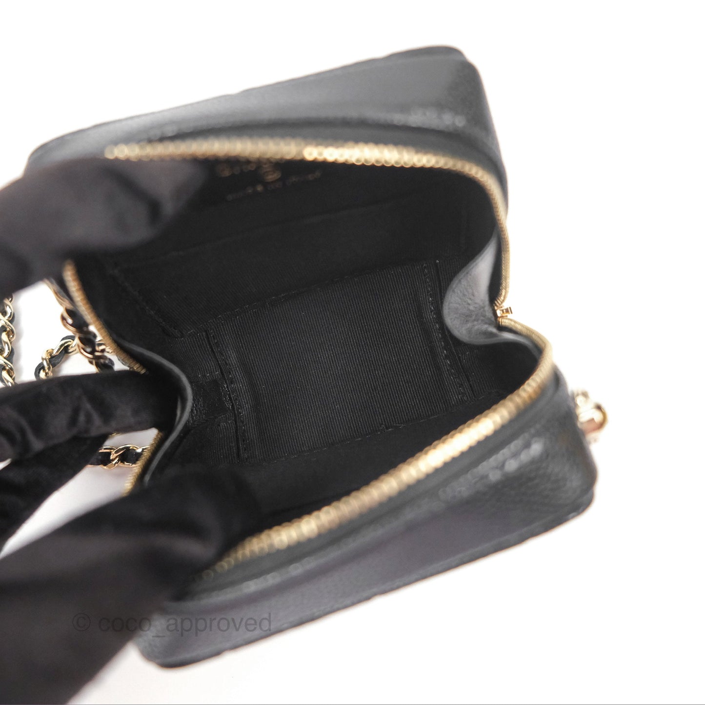 Chanel Mini Clutch With Chain Black Caviar Gold Hardware